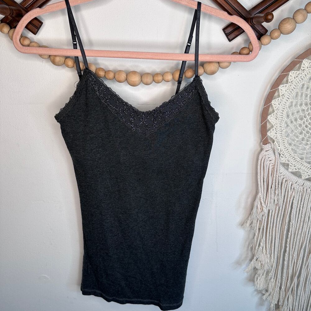 Aeropostle Dark Gray Lace Trim Cami